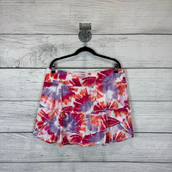 Ideology Plus Size Pink Purple Orange Tie Dye Ruffle Active Skort Size 1X - Picture 1 of 8